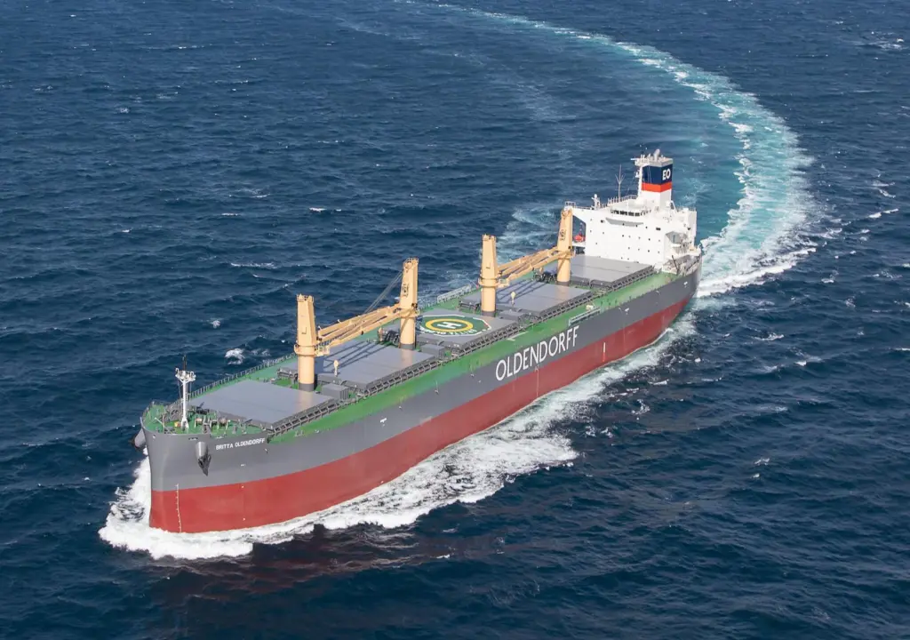 Oshima-built Britta Oldendorff on sea trials. (credit: Oldendorff Carriers).