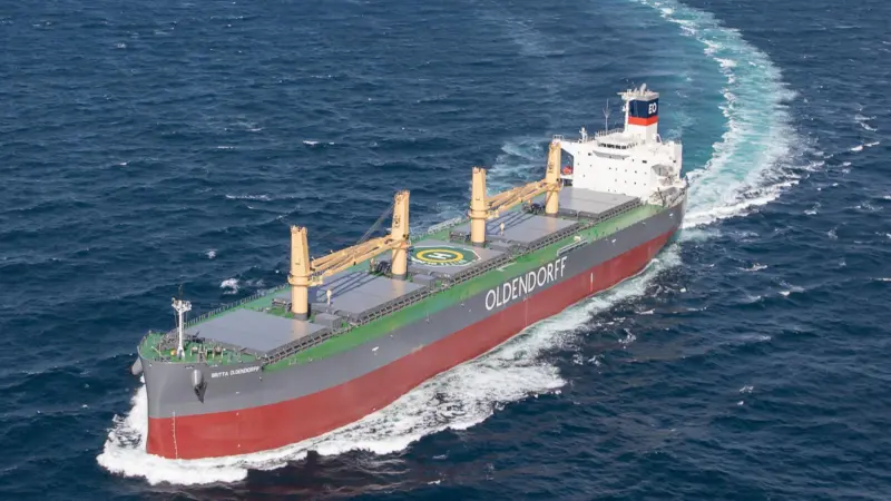 Oshima-built Britta Oldendorff on sea trials. (credit: Oldendorff Carriers).