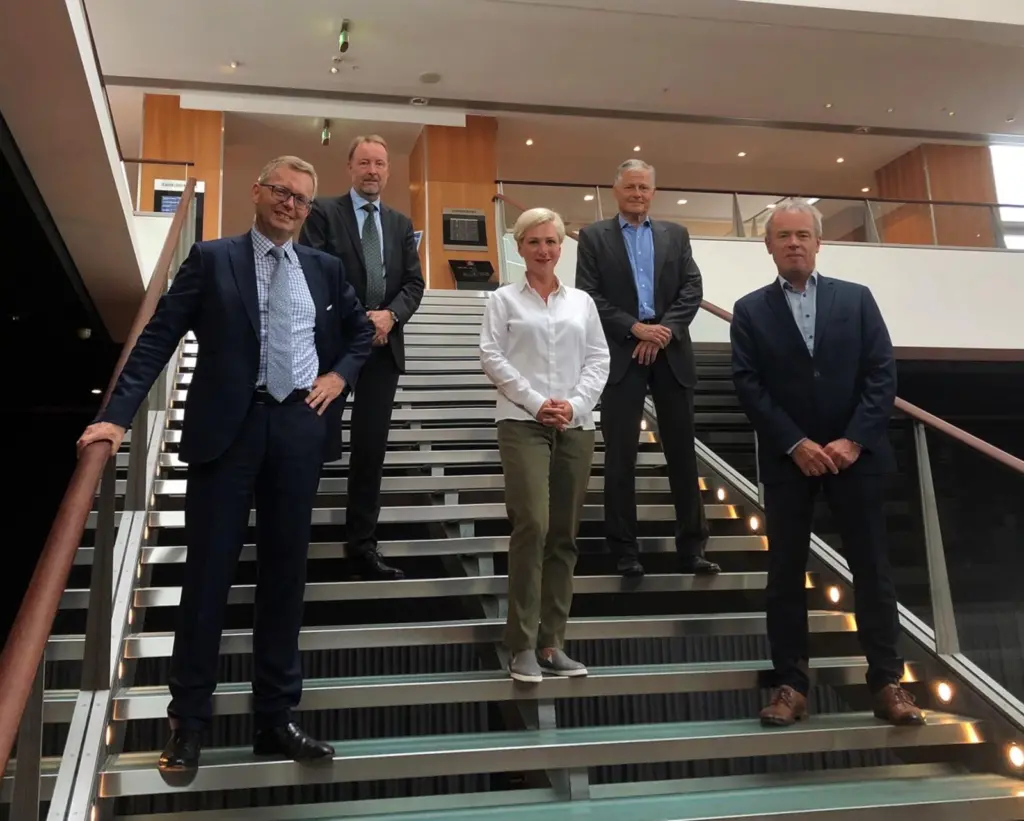 Michel van Roozendaal, President, MacGregor; Leif Byström, Head of Offshore Solutions, MacGregor; Kristina Arutjunova, Director - Sales and Marketing Innovations, Offshore Solutions, MacGregor; Tom Jebsen, Chief Financial Officer, OHT and Torgei...