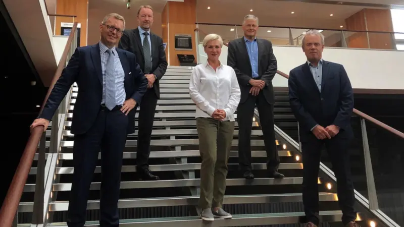 Michel van Roozendaal, President, MacGregor; Leif Byström, Head of Offshore Solutions, MacGregor; Kristina Arutjunova, Director - Sales and Marketing Innovations, Offshore Solutions, MacGregor; Tom Jebsen, Chief Financial Officer, OHT and Torgei...