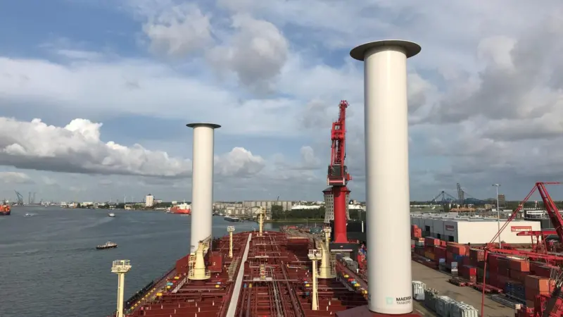 Flettner rotors and other novel technologies could help tankers and bulkers meet EEDI targets (Image: Maersk Tankers)