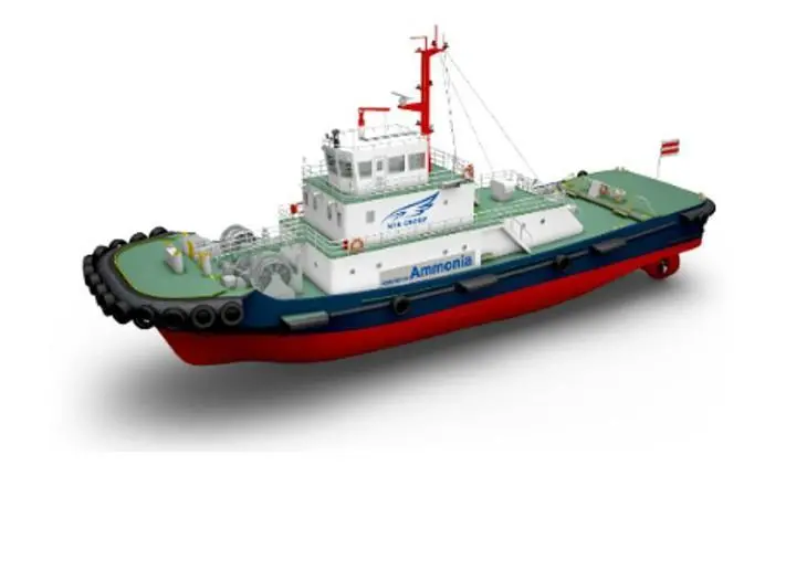 An artist’s impression of the world’s first ammonia-fuelled tugboat
