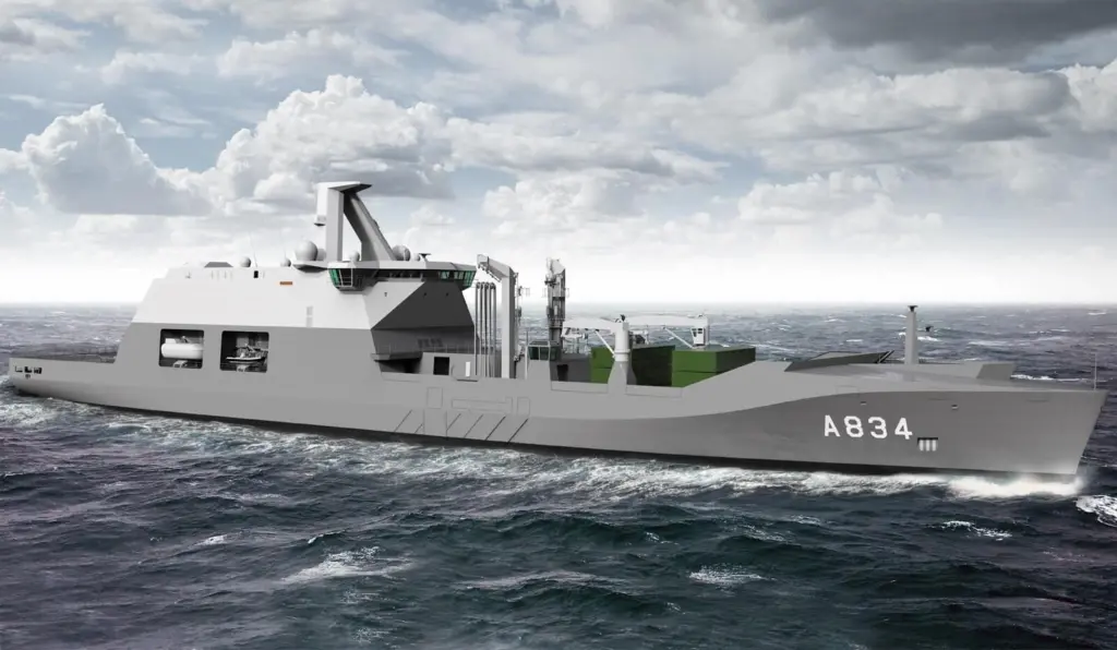 Fuel consumption and exhaust emissions were optimised during the design of HNLMS Den Helder. (credit: Damen)