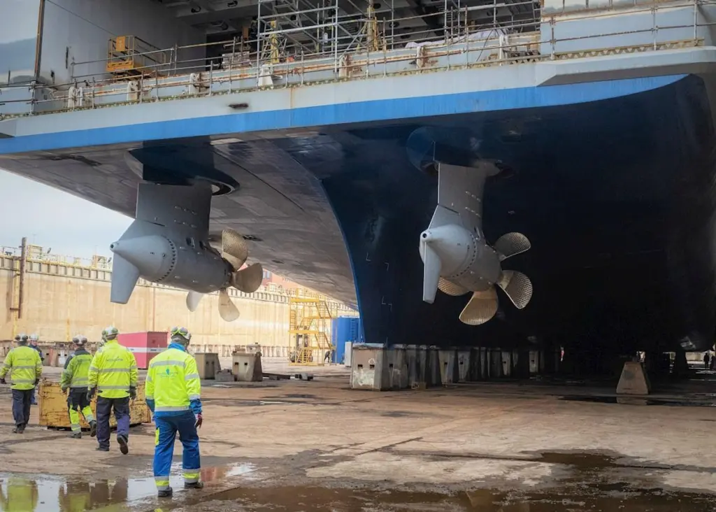 The vessel’s pair of 5.8MW Azipod units after installation. (credit: ABB)