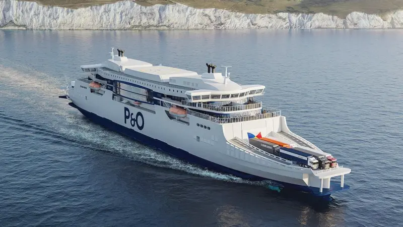 The two new diesel-electric ferries will cut fuel consumption on P&O Ferries’ Dover-Calais route by 40 percent from 2023. (credit: ABB)