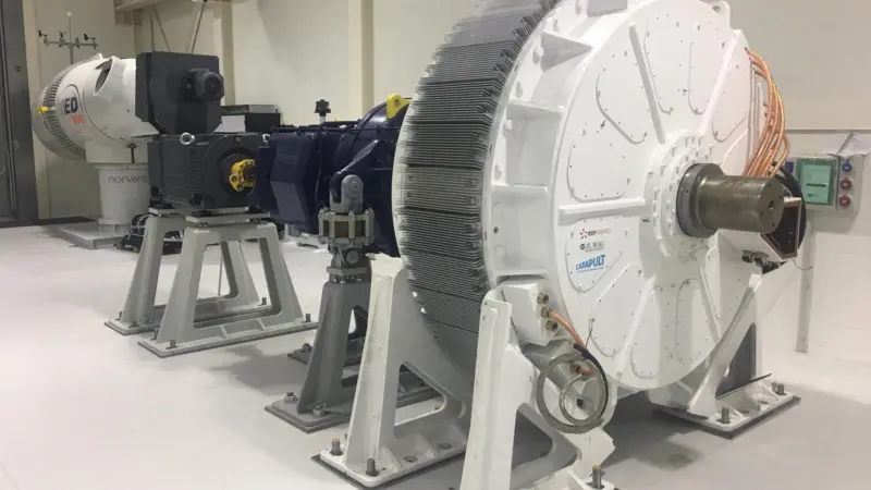 The Compact High Efficiency Generator (CHEG) Project identified potential 2.9% reductions in wind power generation costs by switching to PDD generators, such as the 500kW model pictured. (credit: Magnomatics)