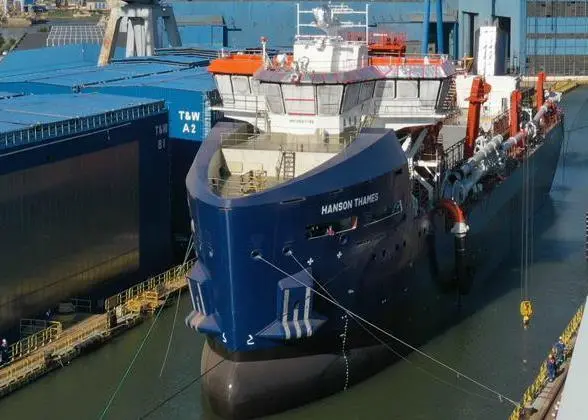 Hanson Thames at her Damen Galati yard of build.(credit: Damen).