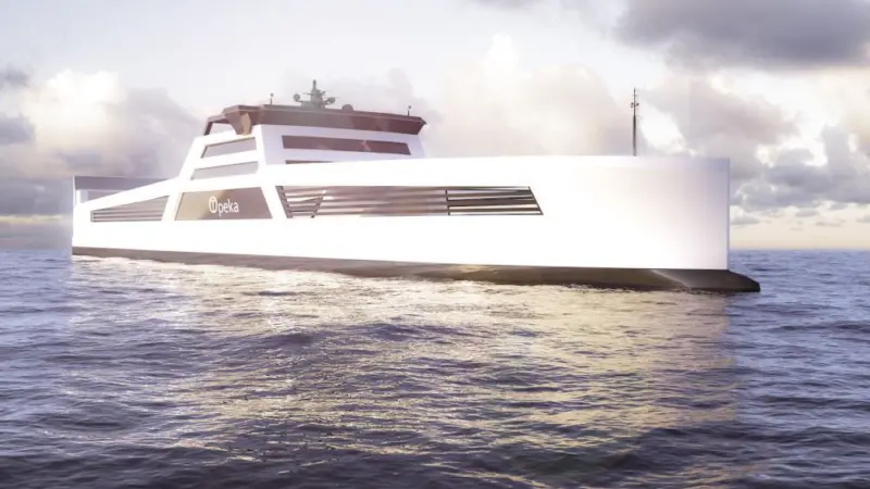 The zero-emission Ro-Ro demonstrator vessel will be powered by a 3MW PEM fuel cell, along with a 1MWh capacity battery pack. (credit: Wilhelmsen)