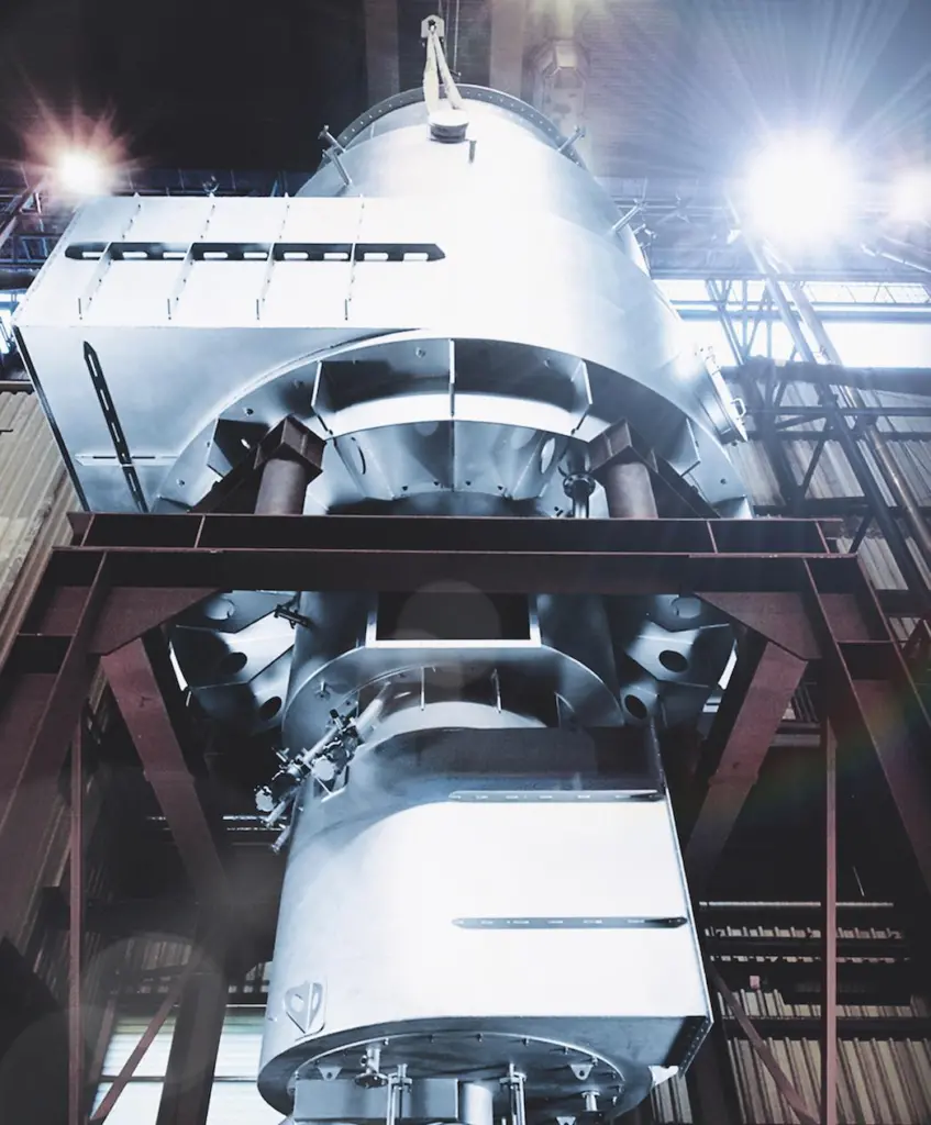 A large Saacke gas combustion unit (GCU). A hydrogen-compatible GCU has been supplied to Suiso Frontier. (credit: Saacke).