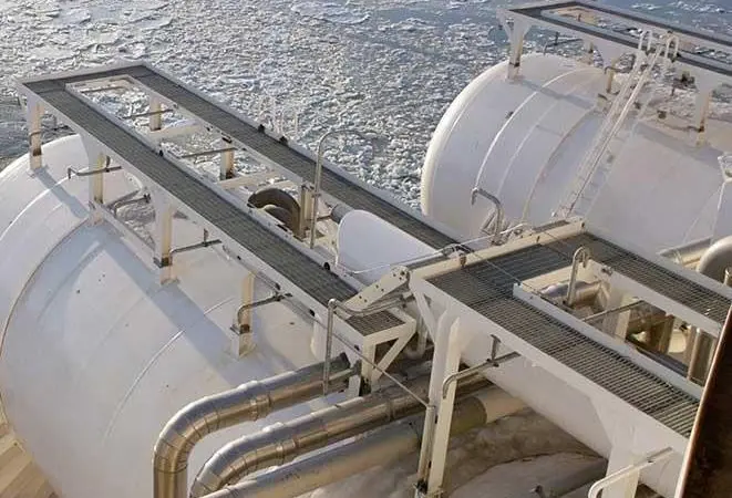 C-type tanks can reduce cost and installation time, but compromise on volume. Photo: Wärtsilä