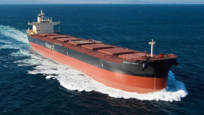 One of the last from Chiba? Versatile new post-Panamax bulker built by Mitsui. (credit: MES-S).