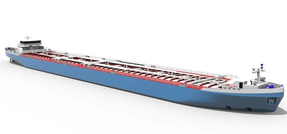 The new tanker designed for operation on the Rhine. (credit: Technolog)