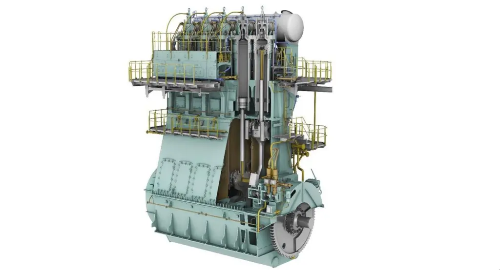 WinGD is offering four new versions of its X72DF dual-fuel engine platform. (credit: WinGD)