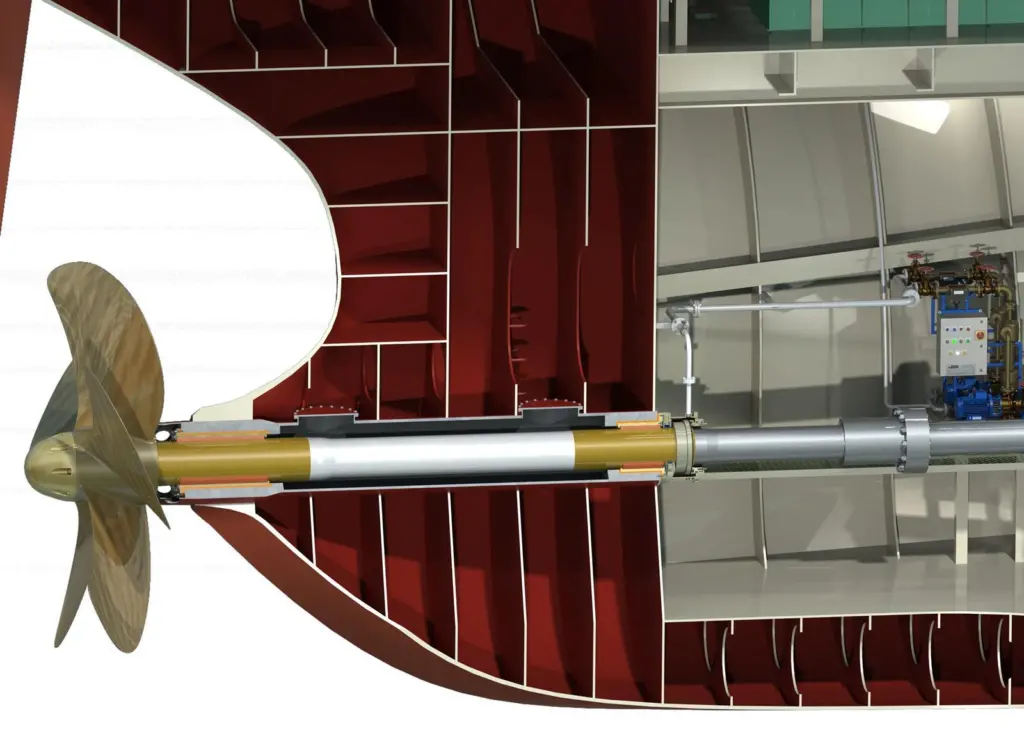 The COMPAC open water lubricated stern tube arrangement (credit: Thordon Bearings)
