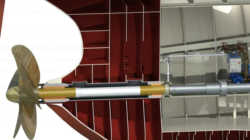 The COMPAC open water lubricated stern tube arrangement (credit: Thordon Bearings)