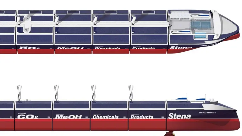 The concept design includes the creation of standardised and modular cargo units that will be able to carry dry bulk, liquid bulk or liquified gas products. (credit: Stena Bulk)