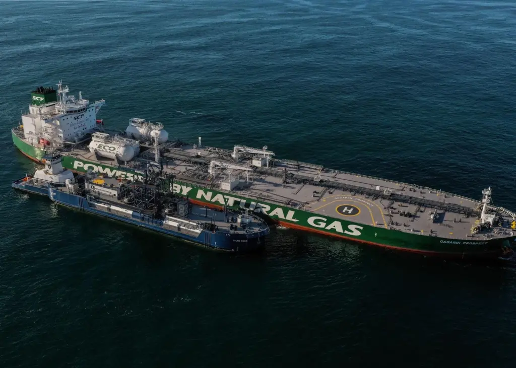 The ‘Gagarin Prospect’ is the first Aframax tanker in the USA to receive LNG via ship-to-ship bunkering Photo: Sovcomflot