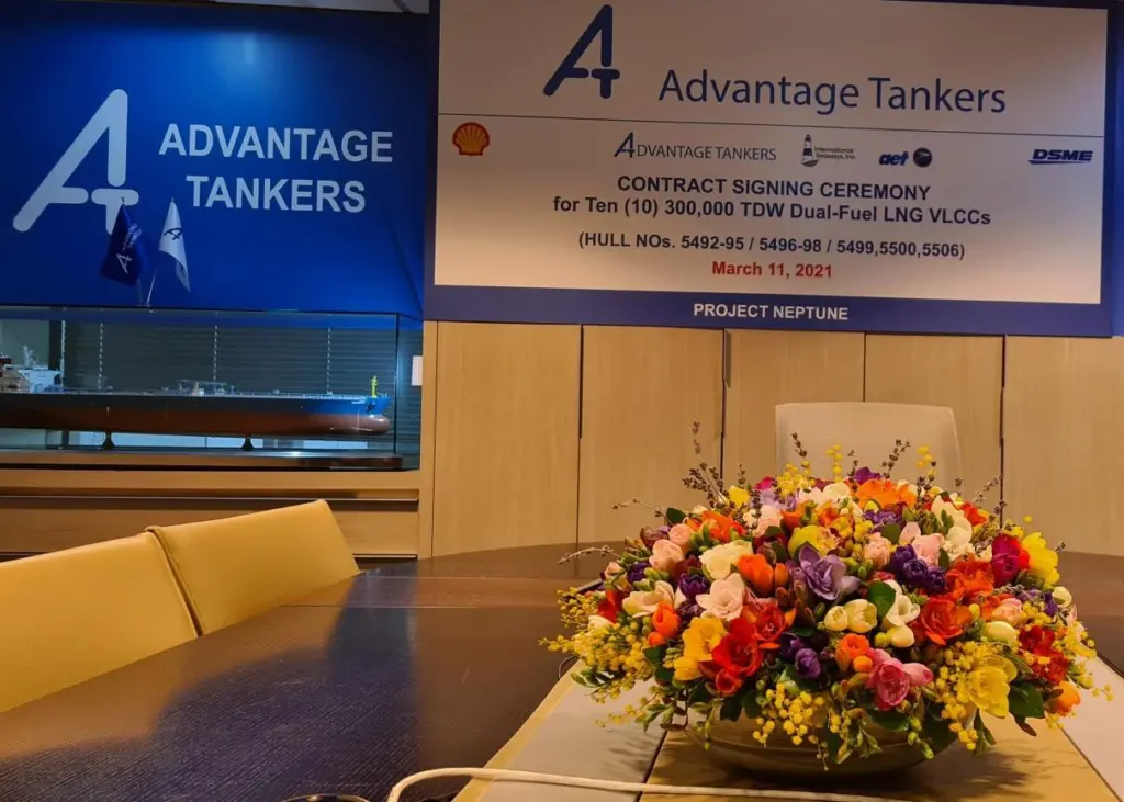 The Advantage Tankers signing ceremony was held on 11 March 2021 (credit: MAN Energy Solutions)