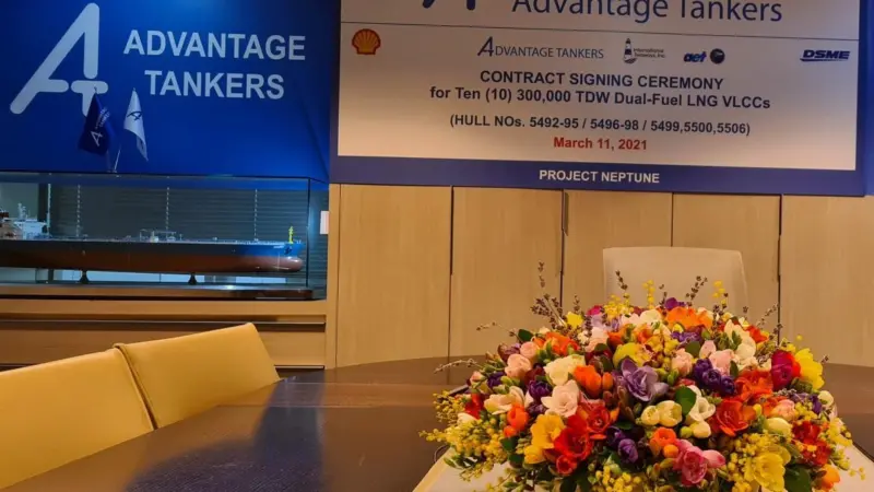 The Advantage Tankers signing ceremony was held on 11 March 2021 (credit: MAN Energy Solutions)