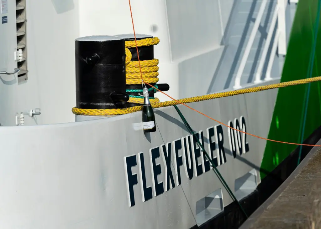 The ‘FlexFueler 002’ is now bunkering LNG at the Port of Antwerp Photo: Titan LNG