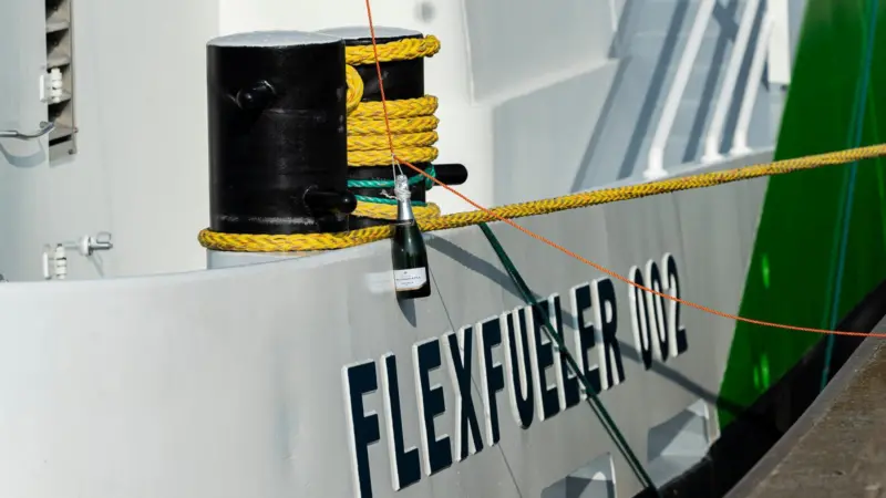 The ‘FlexFueler 002’ is now bunkering LNG at the Port of Antwerp Photo: Titan LNG