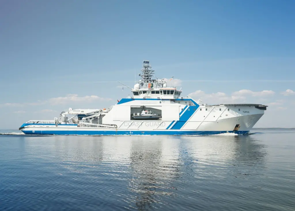 The Finnish Border Guard’s patrol vessel Turva is powered by Wärtsilä dual-fuel engines capable of running on Bio LNG fuel. (© Finnish Border Guard)