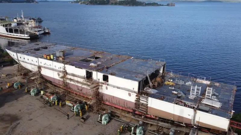 MSCL’s new 92m-long passenger ferry being assembled. (© GAS Entec)
