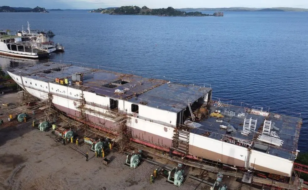 MSCL’s new 92m-long passenger ferry being assembled. (© GAS Entec)