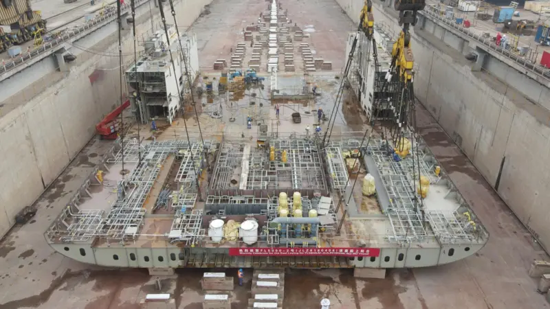 The keel-laying of the ‘MS Finneco II’ Photo: Finnlines