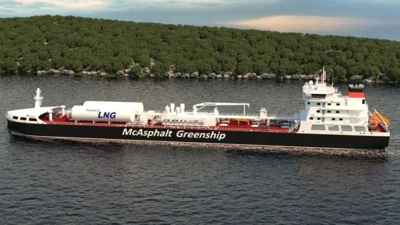 A dual-fuel bitumen/oil product tanker to be built by Wuhu. (image credit: FKAB).