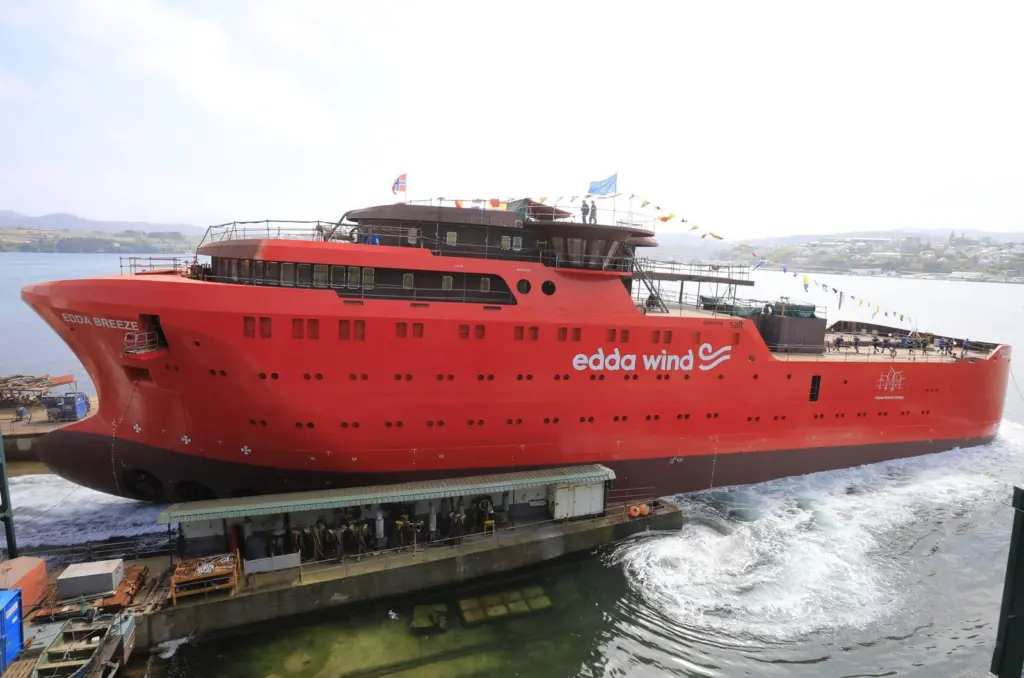 Astilleros Gondan launched the first of two 'hydrogen-ready' CSOVs on 26 May (credit: Astilleros Gondan)