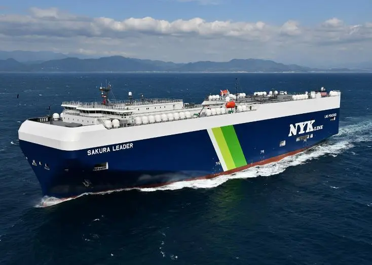 NYK took delivery of its first LNG-fuelled PCTC, Sakura Leader from Shin Kurushima Dockyard in October 2020.