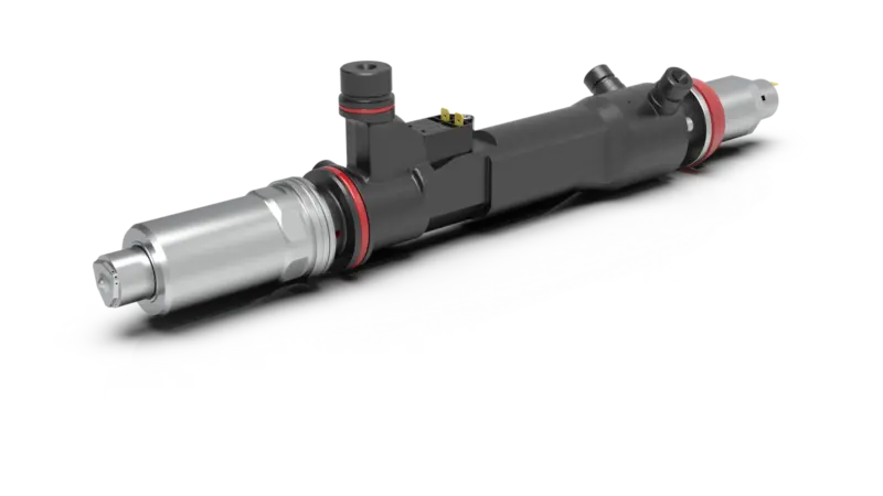 Woodward L’Orange's high-pressure dual-fuel injector family enables the injection of both diesel fuel at up to 2,200 bar and a second/PtX fuel at 600 bar directly into the cylinder.