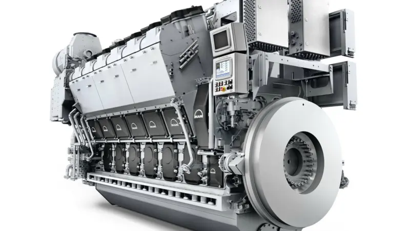 Nuyina has 16-cylinder MAN 32/44CR main engines. A 12-cylinder model is depicted here. (credit: MAN ES)