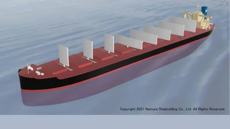 When not in use, the sails are stored below deck Photo: Namura Shipbuilding Co.