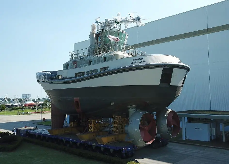 ‘Sparky’ is moved to the painting shop Photo: Damen