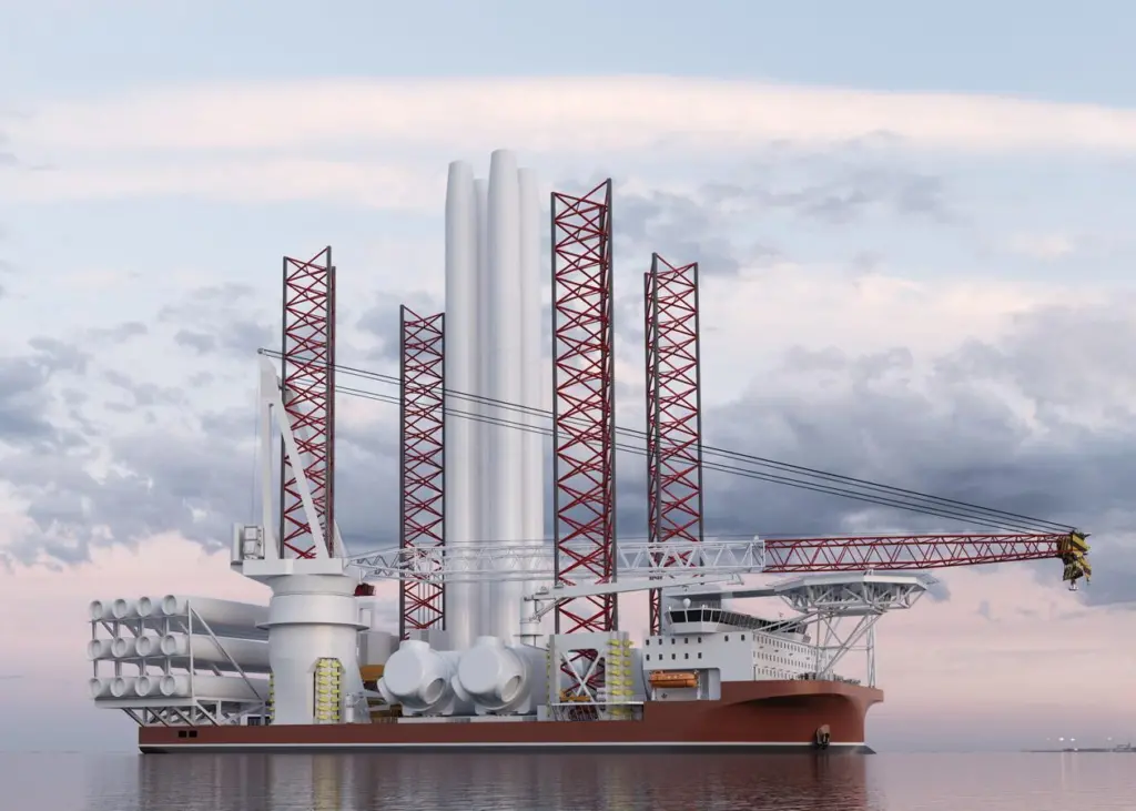 Latest addition to a highly-customisable series of jack-up WTIVs, the Atlas A-class. (credit Knud E.Hansen).