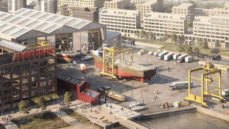Bold scheme for a new yard as part of a regeneration programme in London. (credit: PLA).