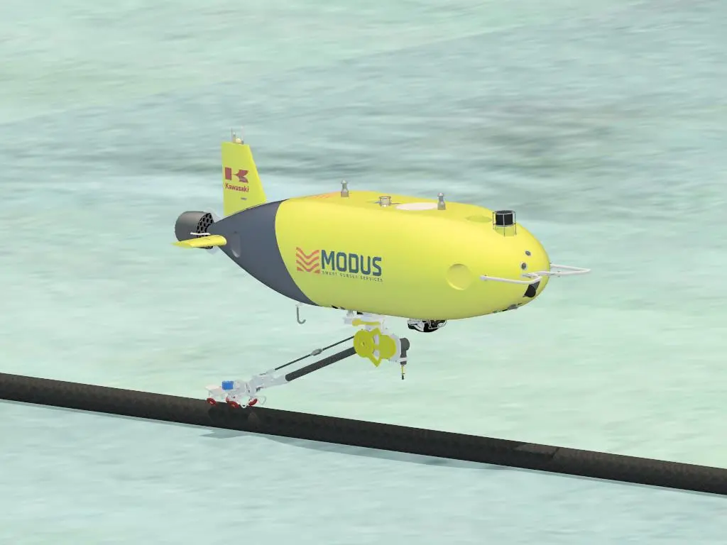 Kawasaki Heavy Industries’ (KHI) SPICE AUV will use tracking, communiciations and navigation technology from Sonardyne on its long-endurance missions. (Image courtesy of KHI)