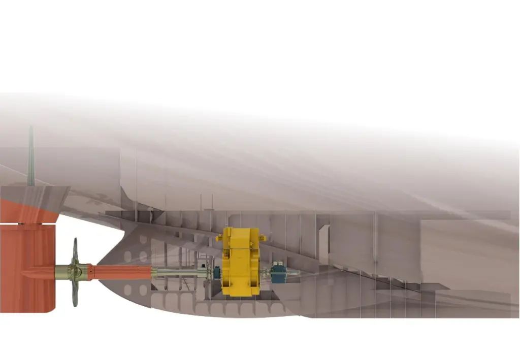 The installation features a full variable speed diesel electric package propelled by two fully-feathering controllable-pitch propellers (credit: Berg Propulsion)