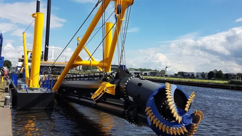 The CSD 500 dredger will be shipped fully dismantled to Paraguay shortly. (credit: Damen Shipyards Group)