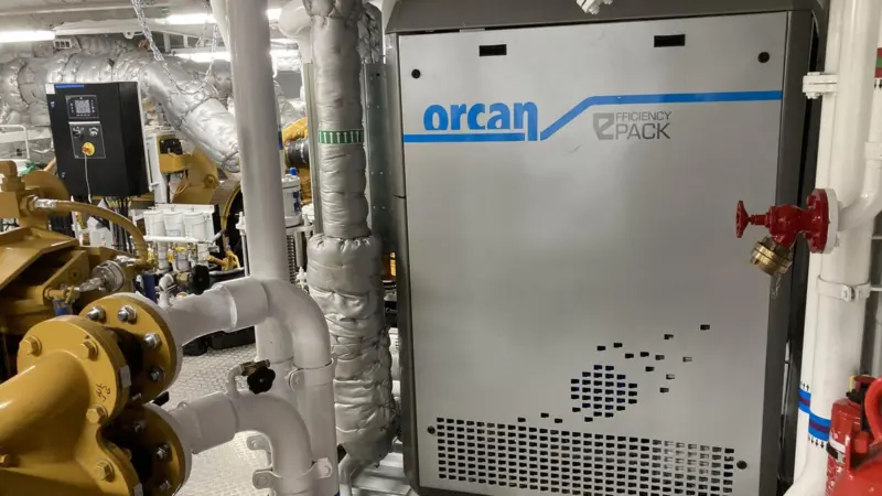 Installation of the efficiency PACK eP 050.100 on the Van Oord hybrid water injection dredger, ‘Maas’ Photo: Orcan Energy