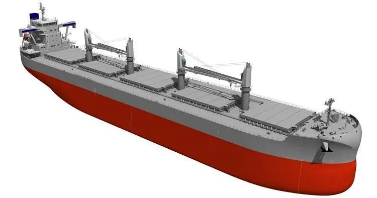 A rendering of the TESS66 AEROLINE design. (credit: Tsuneishi Shipbuilding)