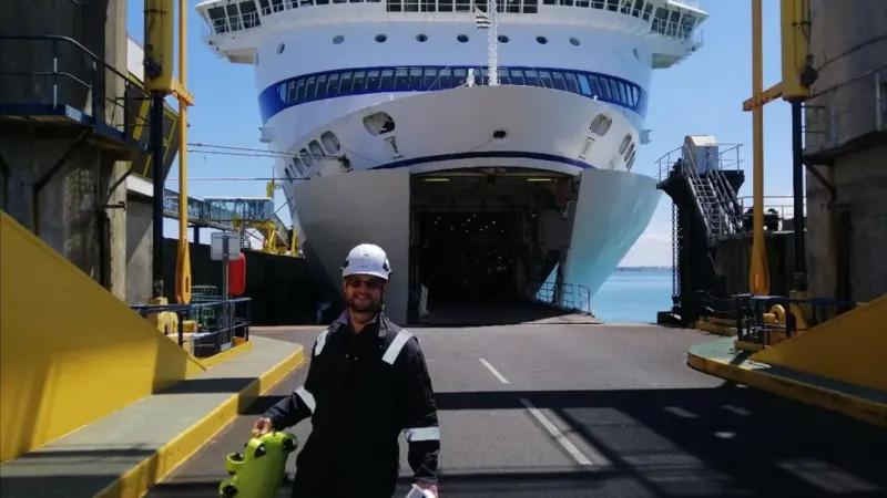 The first full in-water ship’s hull survey with a mini ROV on ‘Bretagne’ Photo: Bureau Veritas
