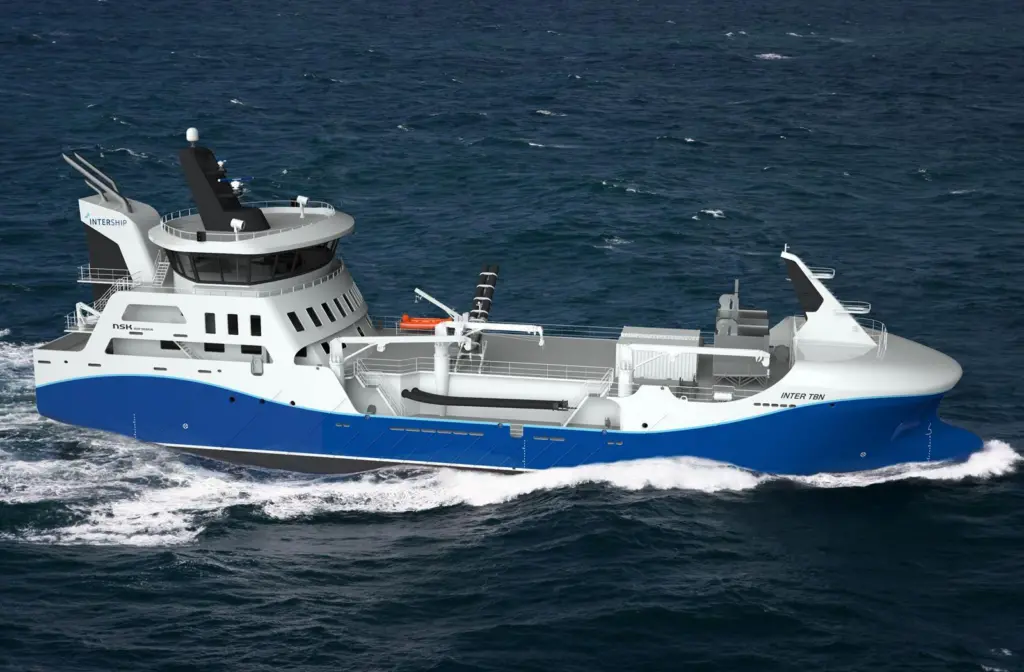 A 2,200cbm wellboat for Intership AS is understood to be the first such vessel to feature a 2-speed gear. (copyright: NSK Ship Design)
