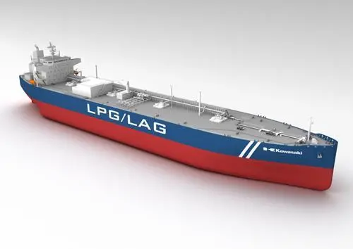 Kawasaki Heavy Industries received its first two orders for LPG-fuelled LPG/ammonia carriers in Q3 2021. (credit: KHI)