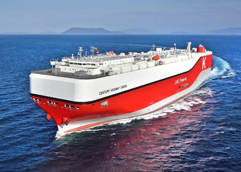 K Line took delivery of its first LNG-fuelled PCTC Century Highway Green in March 2021.