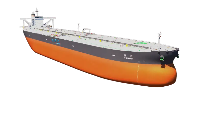 GTT's membrane tank technology is used in customised tanks that fit between the main bulkheads of tanks 3 and 4 in this VLCC design