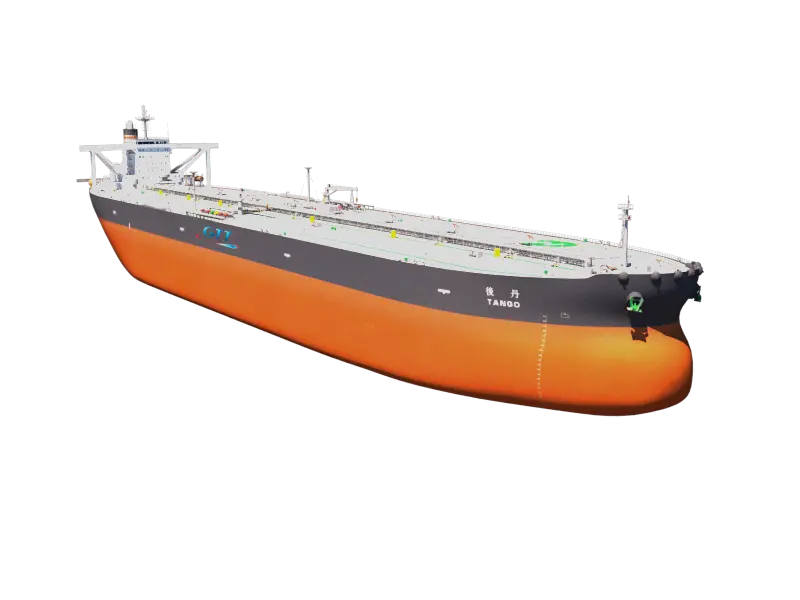 GTT's membrane tank technology is used in customised tanks that fit between the main bulkheads of tanks 3 and 4 in this VLCC design