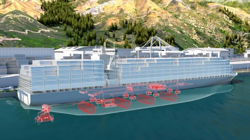 A concept drawing of a large vessel powered by fuel cells